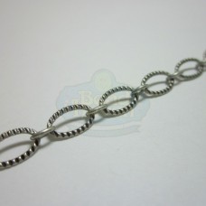 Antique Silver Textured Flat Oval Chain